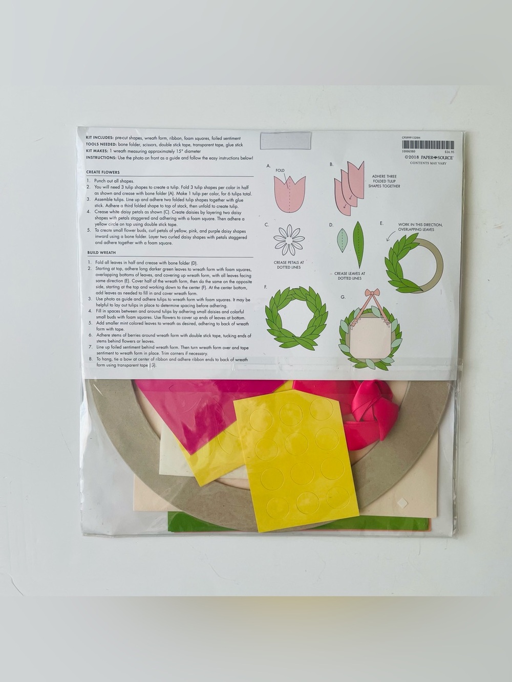 Paper Source Multicolor Spring Tulip Wreath with Ribbon Craft Kit - Picture 2 of 4